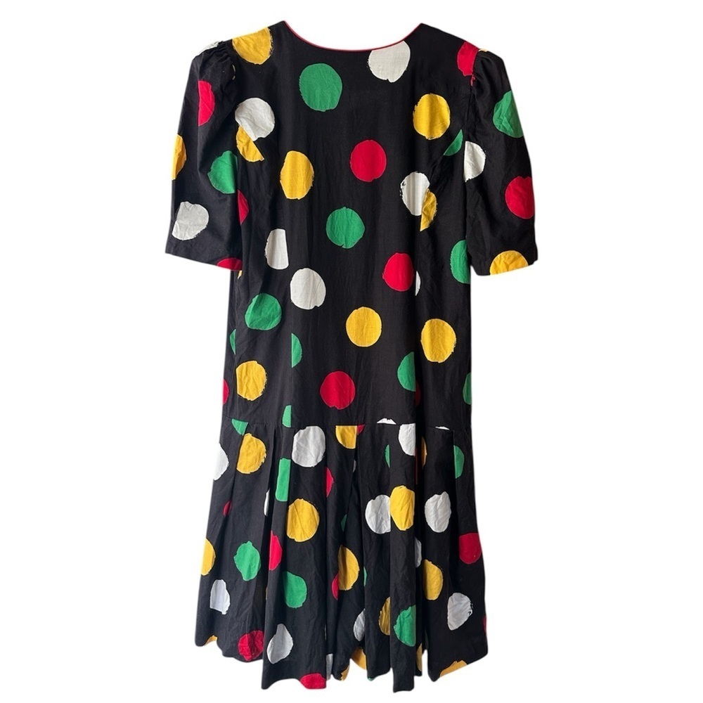 Vintage 90s Romper One-Piece Skort Black Polka Dot Size L/XL Bright Loud - Picture 2 of 12